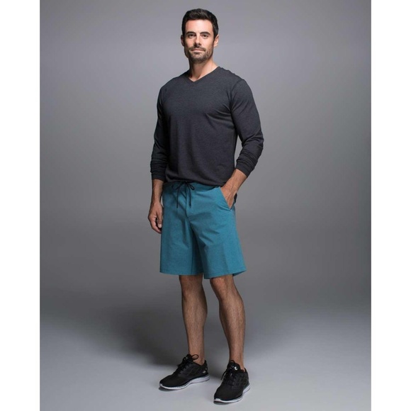Lululemon 3rd Street Shorts Heathered Tofino Teal Blue Mens 38 Hybrid Board Swim - Picture 12 of 12